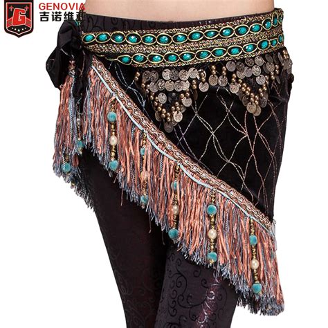 Women Belly Dancing Classical Fringe Tribal Hip Scarf Skirt Wrap Velvet