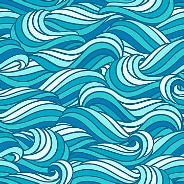 Seamless Abstract Hand Drawn Blue Waves Pattern Repeat Vibration Wave