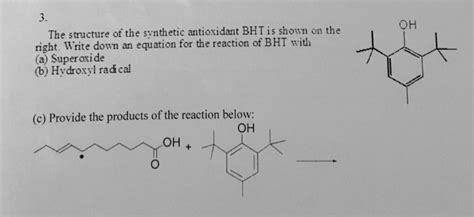 Solved The structure of the synthetic antioxidant BHT is | Chegg.com