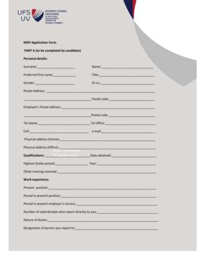 Fillable Online Bus Ufs Ac New MDP Application Form Bus Ufs Ac Fax