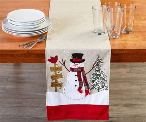 Snowman Applique Table Runner 13 İşleme