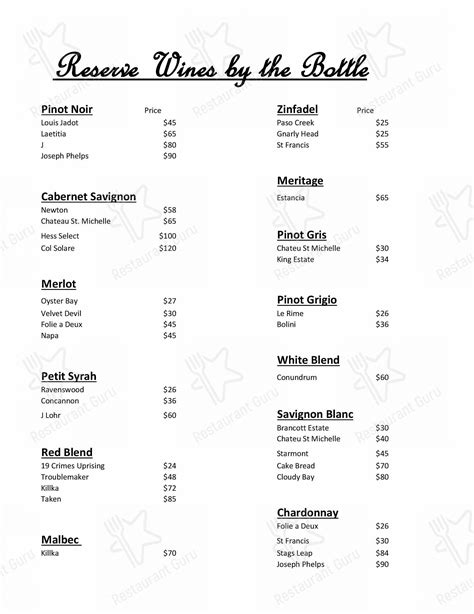 Menu at Sykesville Station steakhouse, Sykesville