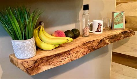 Live Edge Spalted Maple Wood Floating Shelfwormy Maple Natural Edge W Spalted Maple Natural