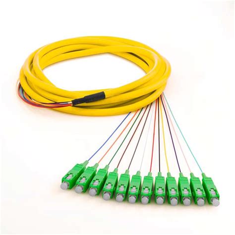 China 12Core SC APC Singlemode Fiber Optic Pigtails With Outer Jacket