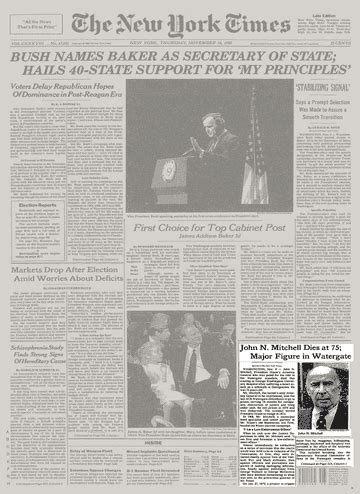 John N. Mitchell Dies at 75; Major Figure in Watergate - The New York Times