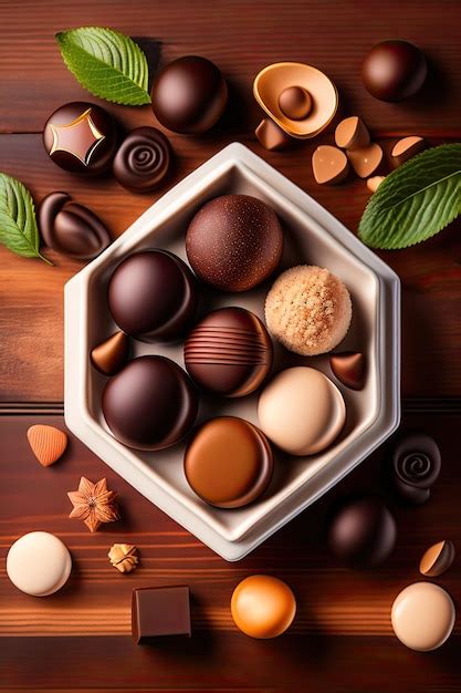 Premium Photo Dark Milk And White Chocolate Candies Pralines Truffles