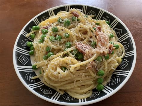 Homemade Carbonara I Know The Peas Are Not Traditional But It Sure Is