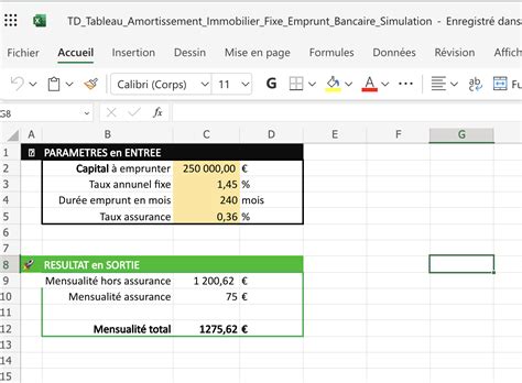 Tableau Amortissement Emprunt Immobilier Excel