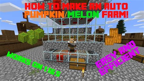 Minecraft How To Make An Automatic Pumpkinmelon Farm Tutorial Youtube