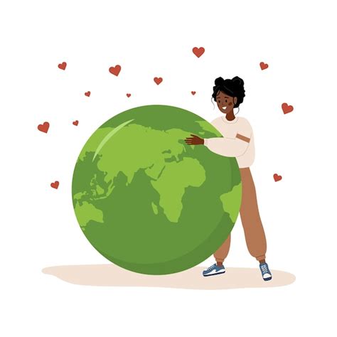 Premium Vector Save The Planet Concept Smiling African Woman Next To