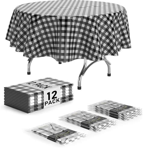 Picnic Table Cover Pack Premium Round Plastic Tablecloth Black