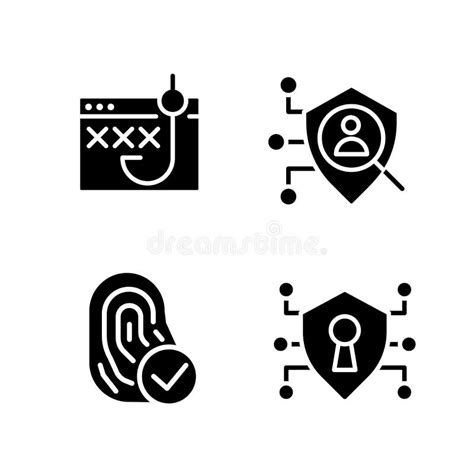 Data Security And Protection Black Glyph Icons Set On White Space Stock