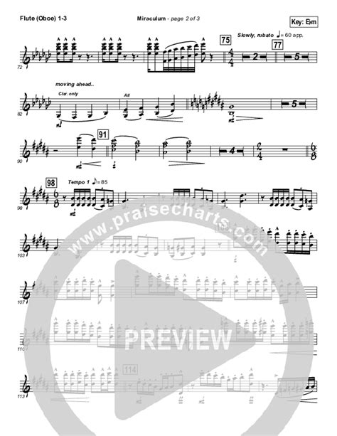 Miraculum Flute Oboe Sheet Music Pdf Lincoln Brewster Praisecharts