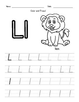 Letter L Worksheet Color And Trace By Lesson Kits Tpt