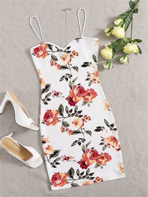 SHEIN Privé Vestido de tirante con estampado floral Mode de Mujer