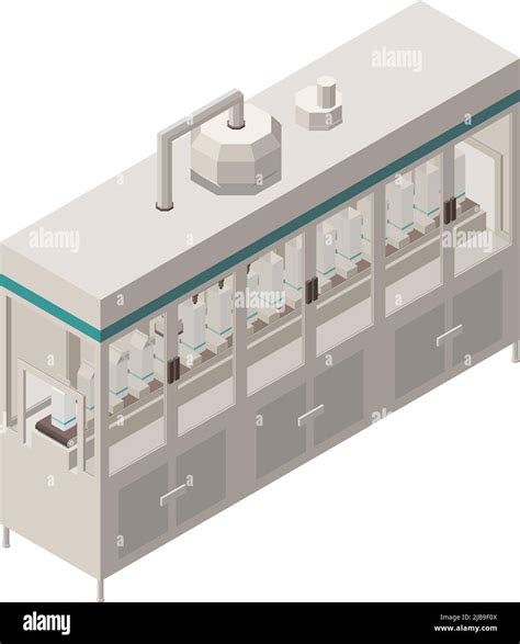 Milk Production Isometric Composition With Isolated Image Of Industrial