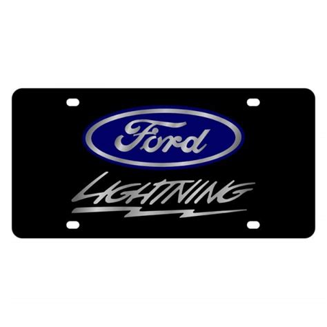 Eurosport Daytona® 3540 1 Ford Motor Company Black License Plate With Silver Lightning Logo