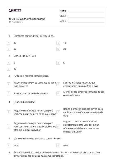 Estrategias De Divisi N Hojas De Trabajo Para Grado En Quizizz