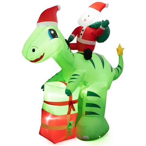 Costway Ft Inflatable Christmas Santa Claus Dinosaur Led Lighted