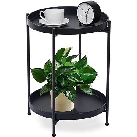 Amazon Black Metal End Table Round Accent Side Table