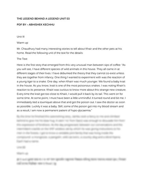 SOLUTION: Unit 03 the legend behind a legend - Studypool