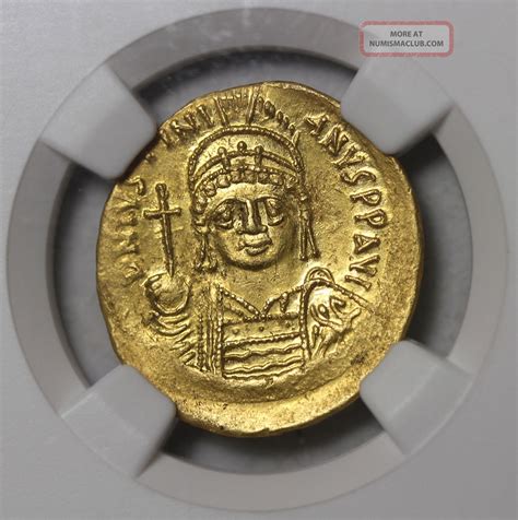 Ancient Byzantine Empire Gold Coin Justinian I Av Solidus Ngc State