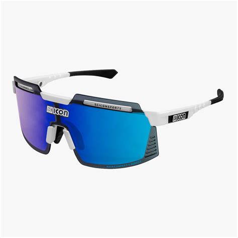 Scicon Sports Aerowatt Foza Sport Performance Sunglasses White Gloss Multimirror Blue