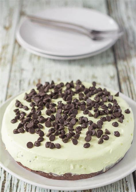 No Bake Mint Chocolate Chip Cheesecake Neils Healthy Meals