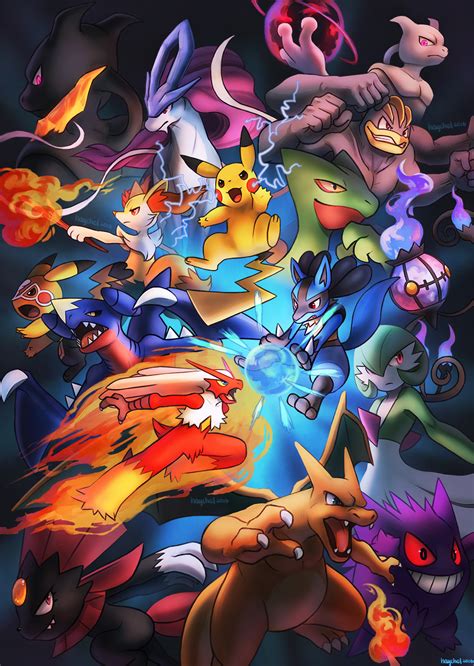 Pikachu Gardevoir Charizard Lucario Gengar And 10 More Pokemon And 1 More Drawn By