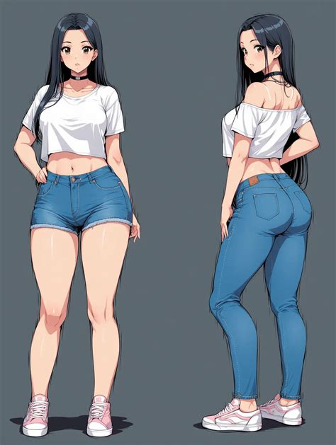 Tall Girl In Body Stockings And Sneakers Poses In Two Angles Ai Image Generator