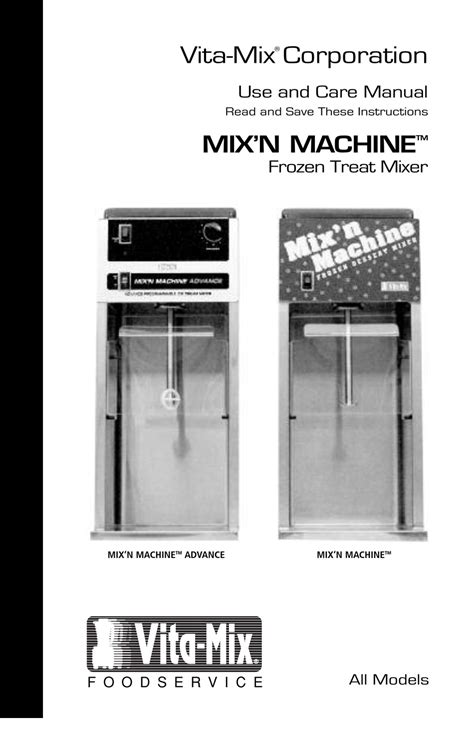 Vita Mix Mix‘n Machine Use And Care Manual Pdf Download Manualslib