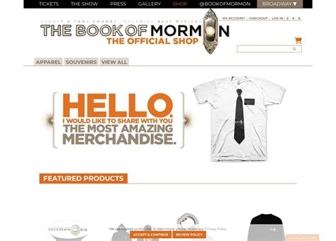 Book Of Mormon Official Online Store : Merch, Music, Downloads & Clothing