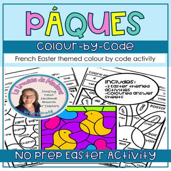 French Easter Color By Code Paques French Sounds No Prep Colouring Sor