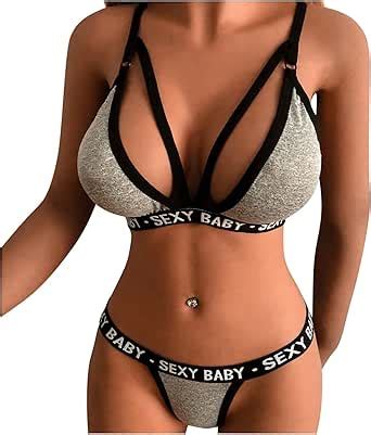 Amazon Zzalalana Women Pcs Sexy Bra And Panty Lingerie Sets Solid Letter Print Straps Push
