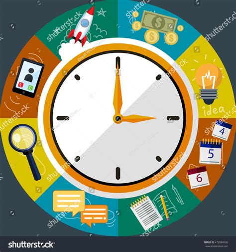 Time Management Creative Flat Style Concept Stock Vector 472084930