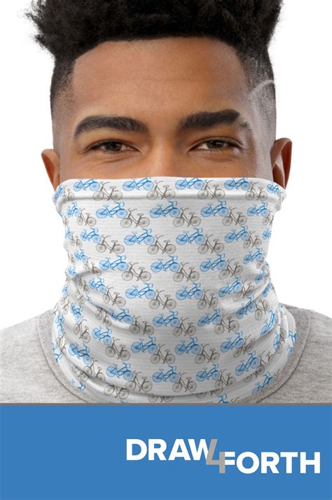 Bike Neck Gaiter T Blue And Grey Bicycle Print Face Etsy In 2021