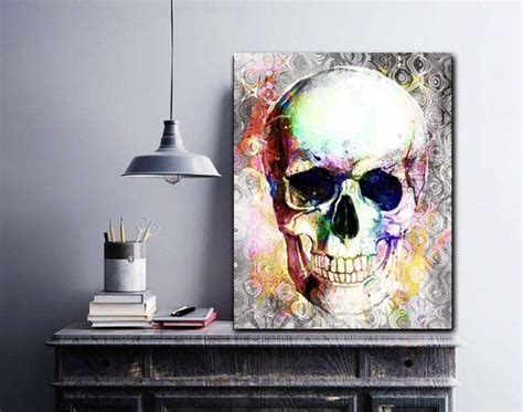 Skull Canvas Skull Art Sugar Skull Modern Wall Art Urban | Etsy