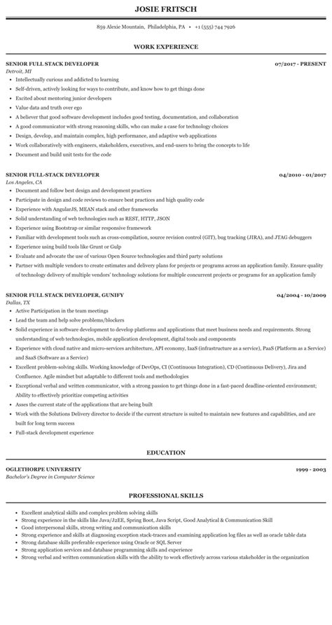 Full Stack Developer Resume Example Nathan