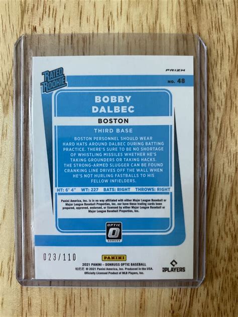 Panini Donruss Optic Bobby Dalbec Red Dragon Prizm Rookie