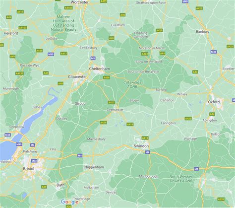 Map Of The Cotswolds Towns And Villages