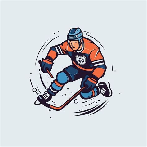 Joueur De Hockey Sur Glace Avec Le B Ton Et La Puck Illustration