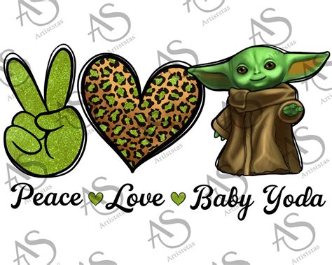 Peace Love Baby Yoda Png Sublimation Design Peace Love Pngleopard