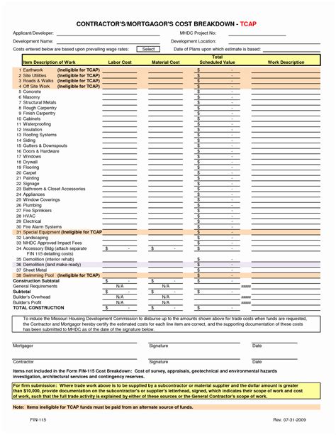 House Construction Cost Estimate Excel Template Printable Word Searches