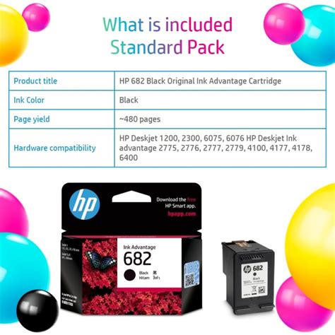 Hp 682 Black Original Ink Cartridge 3ym77aa Compatible Hp Deskjet 1200 2300 6075 Hp Deskjet Ink