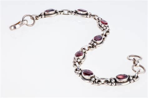 Sterling Silver Garnet Bracelet Etsy