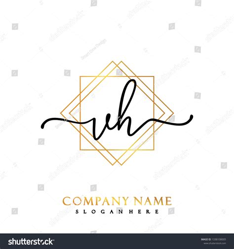 VH Initial Handwriting Logo Template Vector Royalty Free Stock Vector