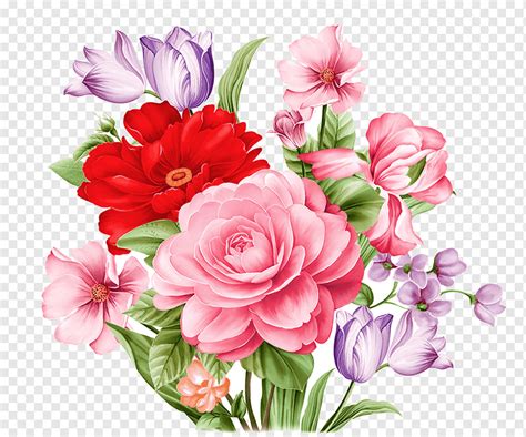 Ilustración De Ramo De Flores De Pétalos De Rosa Y Rojo Flor De Peonía De Rosas De Jardín