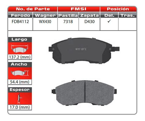 Balatas Delanteras Nissan Sentra 2000 2001 2002 Wagner Meses Sin