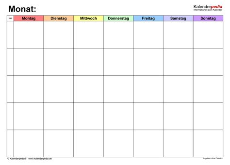 Monatsplaner Im PDF Format Kalenderpedia