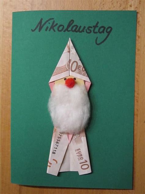 Nikolaus Auf Karte Christmas Napkins Diy Gifts Money Gift